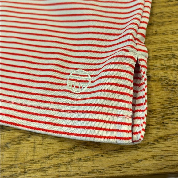Toy Burch Sport Performance Striped Sleeveless Ruffle Polo Red & White XL Preppy - Picture 4 of 6